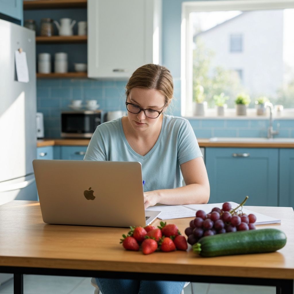 Person planning balanced grocery shopping